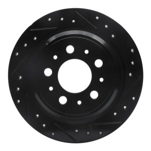 Volvo S70 Brake Rotor (1) - Rear Right - R1 Concepts - Drilled & Slotted - Black - `98-`00
